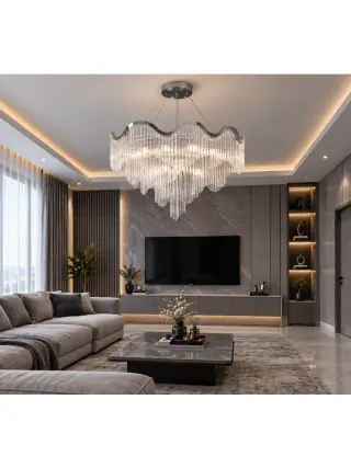 Modern wave-shaped crystal chandelier — photo 2