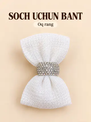Soch uchun bezakli bantli qisqich, yaltiroq toshchalar bilan