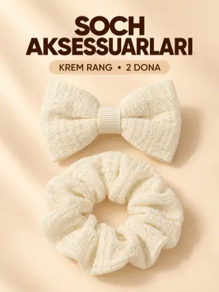 Soch uchun bantik va matoli rezinka to‘plami, 2 dona