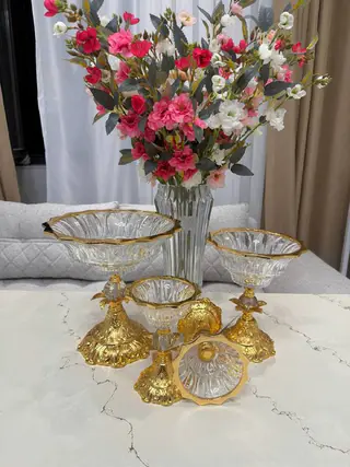 Bohemian tableware set, vase for fruits, chocolate, and dried fruits