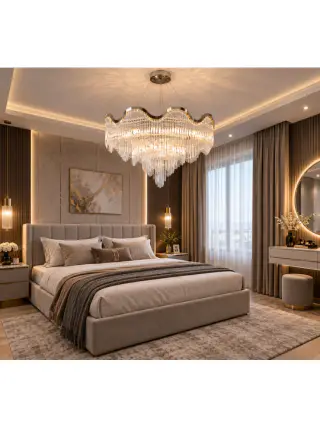 Modern wave-shaped crystal chandelier — photo 3