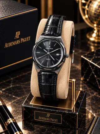 Men's wristwatch, AP, quartz movement, leather strap, date indicator