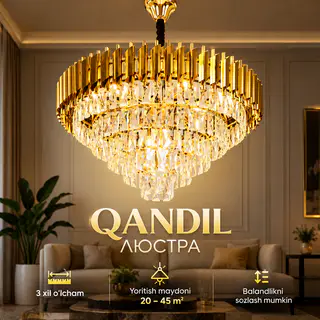 Oltin rangli kristalli qandil