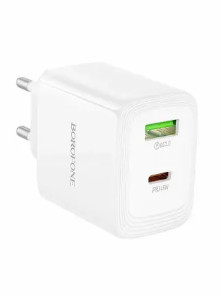 Borofone BN27 Fuente wall charger, USB-C 20W + USB-A 18W, PD/QC3.0, with cable — photo 2