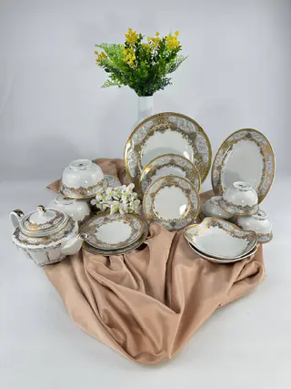 Porcelain tableware set, 60 pieces, for 12 people