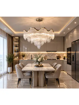 Modern wave-shaped crystal chandelier — photo 2