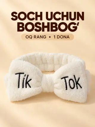 Мягкая повязка на голову с бантом и надписью Tik Tok — фото 2