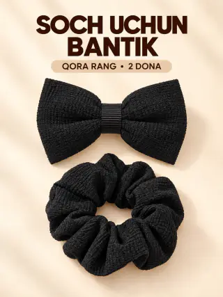 Soch uchun bantik va matoli rezinka to‘plami, 2 dona