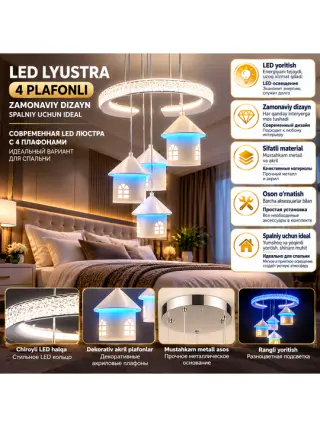 Uy uchun dekorativ akril plafonli LED lyustra
